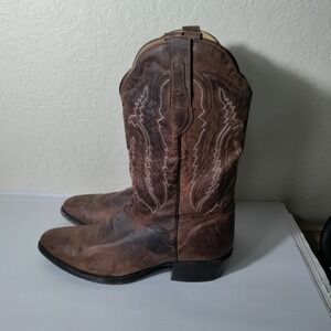 J.B. Dillon leather western boots cowboy rodeo brown 12 D roper mens